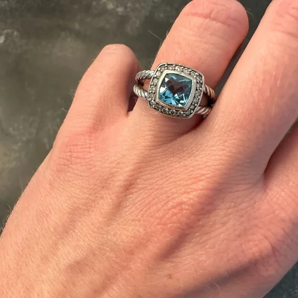 David Yurman Petite Albion ring in blue topaz